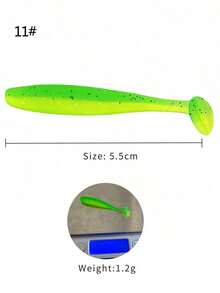 5.5 厘米/1.2 克 T 型尾仿生软饵，50 个/包，适用于淡水和咸水中的鲤鱼、鲈鱼、克拉皮鱼、鲈鱼、鳟鱼、条纹鲈鱼的渔具，兼容铅头钩和弯钩 - 仿真軟魚餌 - 查看 6