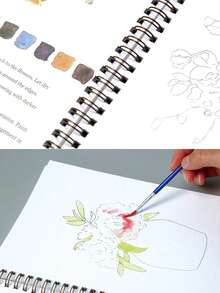 1PC Watercolor Workbook: Bouquets Theme Watercolor Exercise Book Suitable For All Ages (Without Watercolor Paint Or Brush)