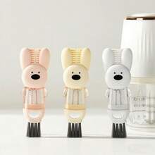 1pc 3-In-1 Rabbit Shaped Cup Lid Brush, Bottle Cleaning Brush, Crevice Cleaning Brush, Bottle Cleaning Tool