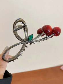 1pc Small Cherry Clip For Women's Large Hairpin, Hair Clip For Back Of Head, High-End Hair Claw, Hair Accessory Cute Valentine's Day Valentines Hair Clips Hair Jaw Clip Hair Clamps Hair Clutch Hair Catcher Clip, School Stuff, College - Gold - 查看 2