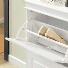 SoBuy 3 Flip-Drawers Shoe Cabinet Shoe Rack Shoe Storage Cupboard Organizer Blue W53 X D24 X H118cm FSR94-B - 白色 - 查看 10