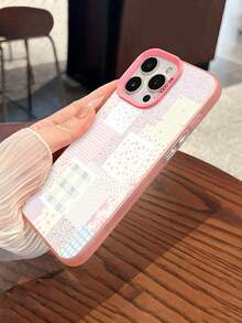 Floral Patchwork Mobile Phone Case, Designed With Delicate Flowers And Pastel Colors, Suitable For IPhone 16, 15, 14, 13, 12 And 11 Pro Models, Made Of TPU Material, And Provides Shockproof Protection. Perfect For Family, Friends, Children, Birthdays, Spring, Holidays, Boyfriends, Girlfriends, And Valentine's Day Gifts - 粉紅色CZ - 查看 4
