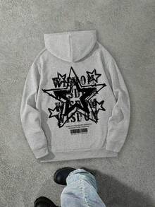 Sudadera con capucha casual para adolescentes con patrón de letras en forma de estrella. Nuevo estilo de otoño/invierno. Adecuado para que los estudiantes lo usen cuando van de compras, para uso diario, fiestas, escuela, asistir a festivales de música, vacaciones, ir y venir. Se puede regalar a la familia, novio/novia, amigos