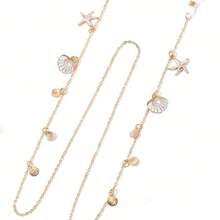 1pc Metal Pearl Scallop Starfish Eyeglasses Chain, Suitable For Women's Travel & Holiday Sunglasses Decorative Chain, Stainless Steel Jewelry - Gold - View 5