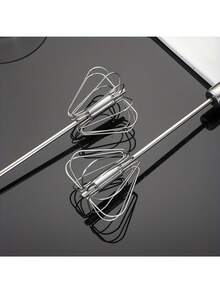 1pc Manual Stainless Steel Milk Frother, Semi-Automatic Egg Beater, Batter Mixer, Kitchen Tool For Stirring, Whipping, Blending, Mixing, Commercial Food Processing Equipment, Household Kitchen Accessory, Convenient Breakfast Supplies, Family Dinner Supplies, Party Supplies