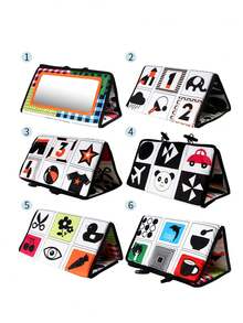 1pc Baby Mirror, High Contrast Fun House Mirror, Fold-Able, Suitable For Floor, Car Hanging, Infant Development, Learning, Crawling, Baby Gift - Multicolor - View 14