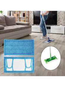 2PCS Replacement Microfiber Pad - Thick - Universal Commercial 12-13 Inch Mop Head- Heavy Duty - Wet & Dry Commercial Cleaning Refills Reusable Mop Refills Fit For Most Microfiber Flat Mop System - Màu xanh lam - Xem 3