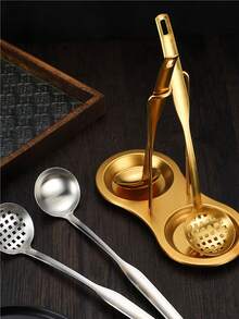 不锈钢立式汤勺架，厨房餐厅小工具，火锅店，自助餐，厨房装饰，勺架，餐具收纳架，便携式西式不锈钢汤勺和火锅勺架（不含勺子） - 彩色 - 查看 5