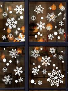 4sheets/Set, 137 Sheets Christmas Window Stickers - 4 Sheets Christmas Window Stickers Snowflake Christmas Decoration Christmas Window Stickers Holiday Window Stickers Winter Decoration Holiday, Snowflake Window Stickers - Static White Snowflake Christmas And Winter Door Decorations - Multicolor - View 11