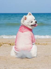 寵物防曬背心，透氣薄款狗貓T恤 - 玫紅色 - 查看 10