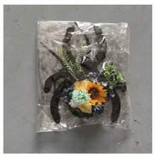 蜘蛛木牌、万圣节装饰、人造花环、藤环、橱窗展示、壁挂 - 黑色 - 查看 7