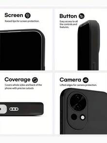 1 pièce Étui anti-chute noir, compatible avec la série , étui anti-chute noir pour téléphone . Étui de téléphone, coque de protection de téléphone, coque de téléphone, housse de téléphone, étui anti-chute pour téléphone, étui de téléphone noir, étui de téléphone minimaliste, étui de téléphone de couleur unie, étui de téléphone noir, étui de téléphone anti-chute en TPU (résistance aux chocs de niveau militaire) étanche, antichoc, résistant aux rayures - Noir mat - Voir 4