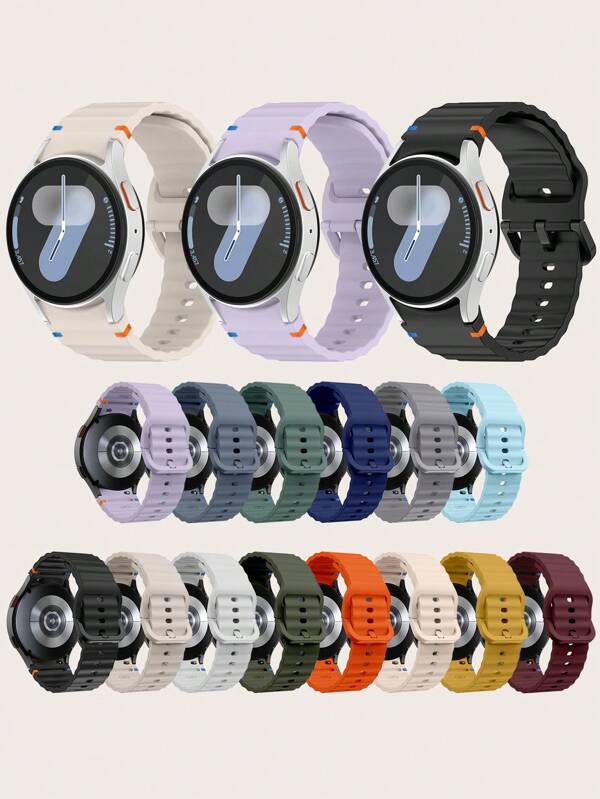 1 pezzo Cinturino per orologio smart in silicone con motivo a onde casual monocromatico e attacchi compatibili, adatto per orologi da 40mm/42mm/43mm/44mm/45mm/46mm/47mm, compatibile con Galaxy Watch 7/6/5/4/Classic/Pro