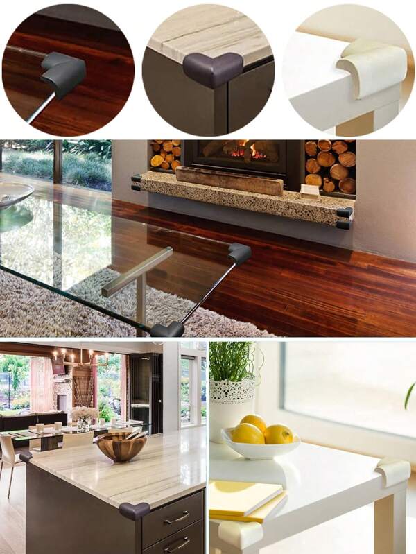 4pcs Soft Edge Corner Guards, Prevent Collision, Furniture Table Corner Protectors, Safety Rubber Corner Covers For Fireplace, Stairs, Cabinets To Protect Family