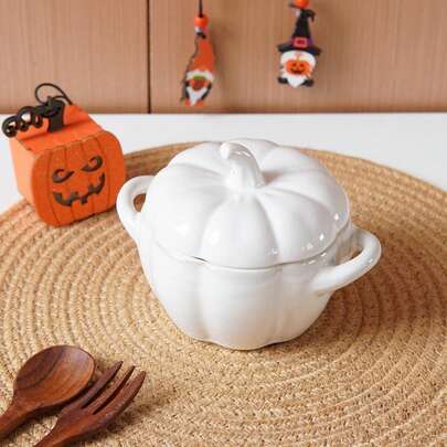 1 件万圣节南瓜形陶瓷糖果罐、南瓜设计坚果饼干罐、巧克力坚果储物罐，适用于万圣节节日装饰、厨房餐厅客厅糖果储物罐、调味碗、蛋奶糊碗、礼物