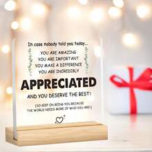 Idea de regalo inspiradora - Regalo de agradecimiento para colegas - Regalo de agradecimiento para mujeres y hombres - Placa de escritorio con cita motivadora, decoración de escritorio para oficina en casa - Multicolor - Ver 4