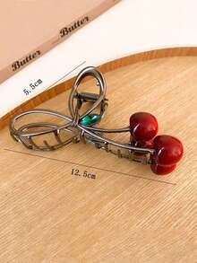 1pc Small Cherry Clip For Women's Large Hairpin, Hair Clip For Back Of Head, High-End Hair Claw, Hair Accessory Cute Valentine's Day Valentines Hair Clips Hair Jaw Clip Hair Clamps Hair Clutch Hair Catcher Clip, School Stuff, College - Gold - 查看 6