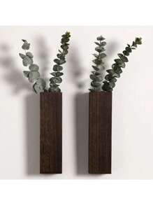 Wall Planters For Indoor Plants Wood Wall Decor For Bedroom Living Room Modern Farmhouse Wooden Pocket Wall Vases For Dried Flowers And Faux Greenery Plants - Brown - View 3