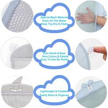 婴儿浴室网袋卡通动物造型布艺沙玩具收纳网袋吸盘式儿童洗澡玩具收纳篮儿童洗澡玩具收纳网袋玩具口袋浴室吸盘式悬挂收纳袋 - 彩色 - 查看 5