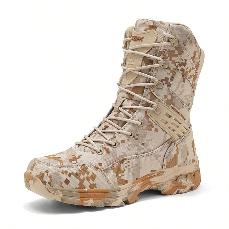 户外作战靴、登山鞋、防滑高帮靴、露营沙漠靴、徒步鞋、军用工作靴、训练靴、安全工作靴 - 卡其色 - 查看 1