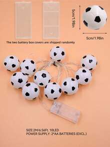 1 pieza Luces en forma de balón de fútbol con 10/20 LED y 2/3 metros, a pilas, adecuado para dormitorio, sala de estar, fiesta, boda, hogar, jardín, camino, suministros para fiestas, decoraciones, chimenea [Baterías no incluidas] - Multicolor - Ver 9