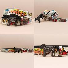 Halloween Decoration Goth Leopard Print Western Cowboy Belts For Women Luxury Designer Brand Diamond Bling Bling Belt Y2K Goth Girls Rhinestones Belts Men With Dog Shape Buckle Autumn-Winter Accessories,Suitable For Teens, Youth,Men,Casual, Outdoor, Athletic, Vacation, Graduation Gifts, Birthday, Daily Wear