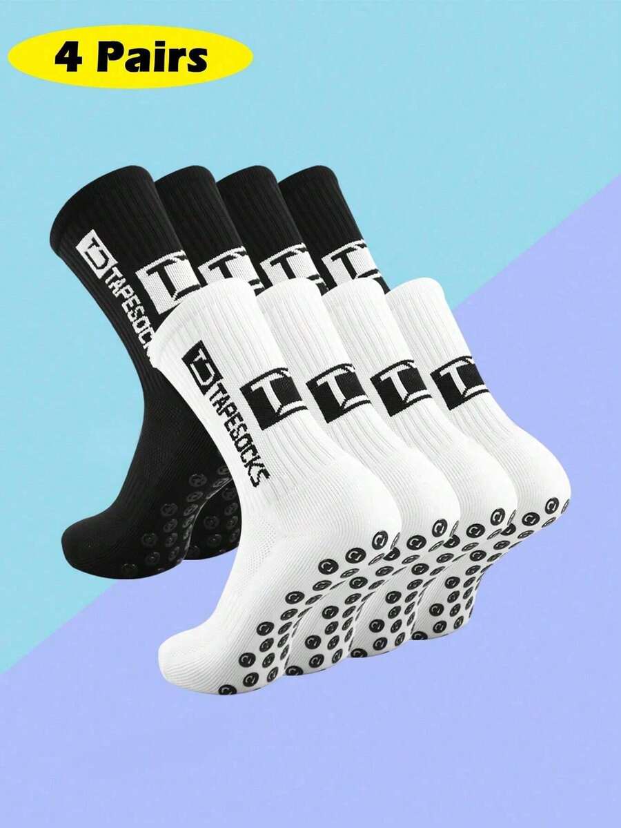 4/10 双男式足球袜，防滑运动袜，带缓冲垫，适合足球/篮球/曲棍球