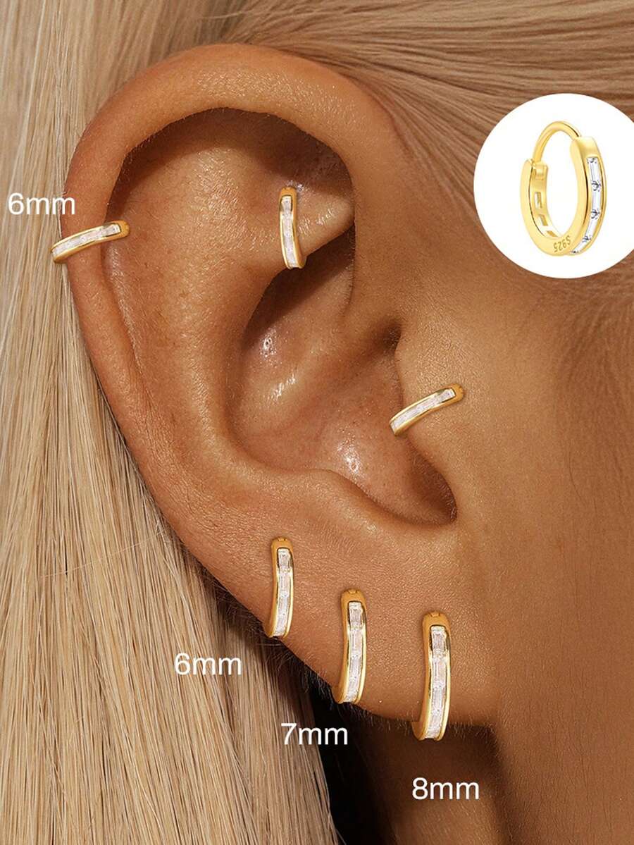 1pc 925 Sterling Silver Women's Earrings, Variety Of Styles, Inlaid With Cubic Zirconia, Lightweight And Delicate, Ideal Gift - Single Earring - View 1