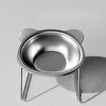 1pc Bowl / 1pc Bowl+1pc Stand, Ergonomic Raised Feeding Dish For Cats & Small Dogs - Durable Metal Food & Water Basin For Hardwood Floors - 15° Angle Design For Joint Health & Comfort - Detachable, Easy To Clean, Stylish Look - Perfect For Cat Food & Water