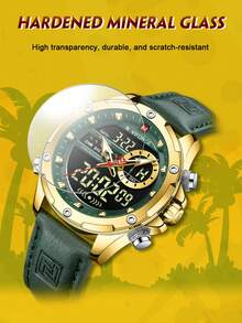 NAVIFORCE Luxury Men Quartz Watch Military LED Digital Waterproof Wristwatch Sport Chronograph Male Clock - Gold - View 9