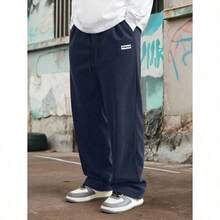 Men's Solid Color Casual Everyday Trousers Men's Streetwear Pants, Boy Friend Gifts, Back To School - 藏蓝色 - 查看 3