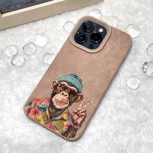 phone16Pro 16Plus 16Pro 16 15 14 13 12 11 XS XR/X XSX XS Teléfono con patrón de diseño de mono, moda anticaídas y a prueba de golpes TM040074 - Marrón - Ver 5