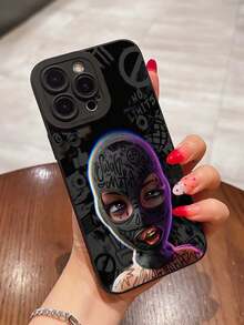 Expression Graffiti Masked Girl TPU Shockproof Phone Case Compatible With Apple 7 8 XS XR 11 12 13 14 15 16 13PROMAX 16PROMAX 14PLUS, A35 S25Ultra A06 A16 S24 FE S20 S22 Plus S25Ultra S25 S22 S21 A33 5G A12 A15 A23 A52 5G Galaxy S21 Ultra Galaxy S25 Galaxy A71 4G Galaxy S21 Plus Galaxy S22+ Galaxy A51 4G F05 A04 A24 4G And Other Models, Personalized Gift For Girls And Boys