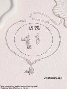 4入組/套鑽石裝飾的優雅精緻項鏈、耳環和手鍊套裝，適用於女性日常、婚禮、晚會、節日和送禮，珠寶套裝