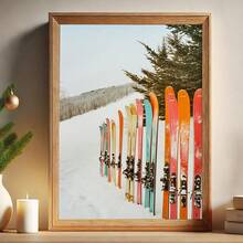 1 pezzo, Quadro da parete in tela, Decorazione da parete incorniciata, Sci moderno e colorato, Decorazione da parete per pista da sci, cartellone da sci invernale, Decorazione per la casa vintage con snowboard, Decorazioni natalizie, Decorazione natalizia con scena invernale e neve, Decorazione per camera, Decorazione per dormitorio, Decorazione per bagno, Decorazione per camera da letto, Decorazione per ufficio, Decorazione per soggiorno, Regalo per appassionati di sci - Multicolore - Visualizzare 9