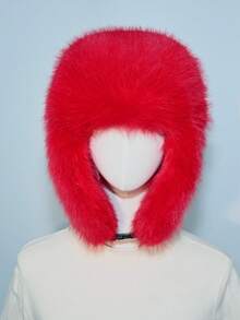 1pc Thick Faux Fox Fur Trapper Hat, Hat And Scarf Set Suitable For Autumn/Winter Outdoor Activities, Warm & Versatile For Hiking, Skiing, Cycling And Daily Wear, Retro Acrylic Bucket Hat, Fleece Lined Aviator Hat, Halloween Gift