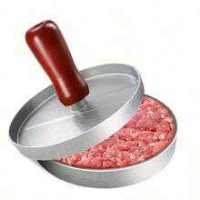 Stainless Steel Burger Press With Wooden Handle, Round Non-Stick Hamburger Patty Maker, Meat Mold Tool For BBQ, Grill & Homemade Burger Making - Silver - View 10