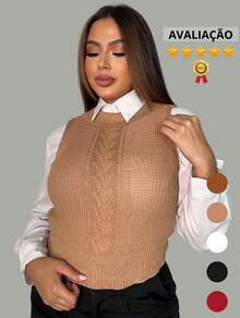 Women Sweater Vests - Màu be - Xem 5