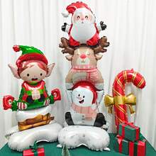 1 quả bóng bay Giáng sinh, Ông già Noel đứng cỡ lớn, Yêu tinh Giáng sinh, Nơ, Kẹo, Nạng, Gấu nhỏ, Nai sừng tấm, Đồ trang trí ngày lễ, Bối cảnh tiệc, Sinh nhật màu đỏ và xanh lá cây - Bóng bay Giáng sinh - Xem 7