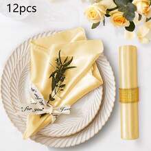 12pcs Satin Napkins 17" X 17" Square Dinner Napkins, Suitable For Party, Wedding, Event, Banquet, Daily Use (Deep Purple) - Multicolor - View 13