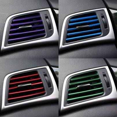 Tiras decorativas universales para rejillas de ventilación del aire acondicionado del automóvil, clips de decoración interior coloridos, accesorios interiores