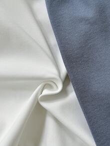 2pcs/Set Baby Boy Casual Letter Patchwork Long Sleeve Sweatshirt + Pants, Spring/Summer - White - View 12