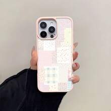 Floral Patchwork Mobile Phone Case, Designed With Delicate Flowers And Pastel Colors, Suitable For IPhone 16, 15, 14, 13, 12 And 11 Pro Models, Made Of TPU Material, And Provides Shockproof Protection. Perfect For Family, Friends, Children, Birthdays, Spring, Holidays, Boyfriends, Girlfriends, And Valentine's Day Gifts - 粉紅色CZ3 - 查看 6