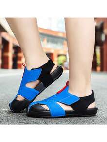 儿童夏季新款运动沙滩凉鞋防滑镂空透气幼儿鞋 - 藍色 - 查看 2