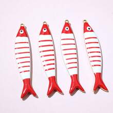 2pcs 40x8mm Enamel Stripe Fish Charms Pendant Stainless Steel DIY Jewelry Making Accessories Findings For Necklace Earrings - Fish - View 4