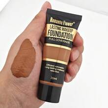 Romantic Flower 1pc 30ml Full Coverage Natural Matte Oil-Control Foundation, Long-Lasting Non-Transfer Makeup Base
