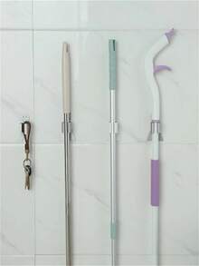 1pc Mop Rack, Smiling Mop Rack, Multi-Functional Mop Hook, Bathroom Mop Hook, Traceless Wall Glue Hook,Bathroom Accessories - Multicolor - View 5