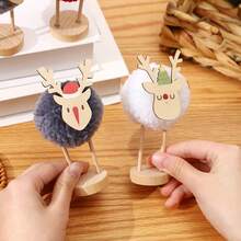 Christmas Decorative Reindeer Desktop Ornaments, Wool Felt Figurines For Store Display, Mini Window Decor