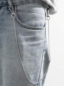 1 件时尚简约不锈钢裤链，男士时尚配饰 - 彩色 - 查看 7