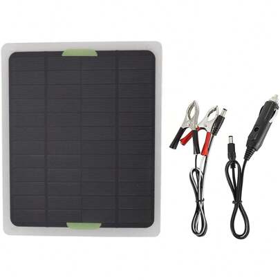 20W Car Solar Charger, DC14V USB Output, Monocrystalline Solar Panel, IP65 Waterproof, High Efficiency, Portable, For Charging Car, Motorcycle, Tractor, Boat, And Other Batteries, Ideal For Outdoor Activities Like Camping, Hiking, Fishing, And Climbing (20W)
